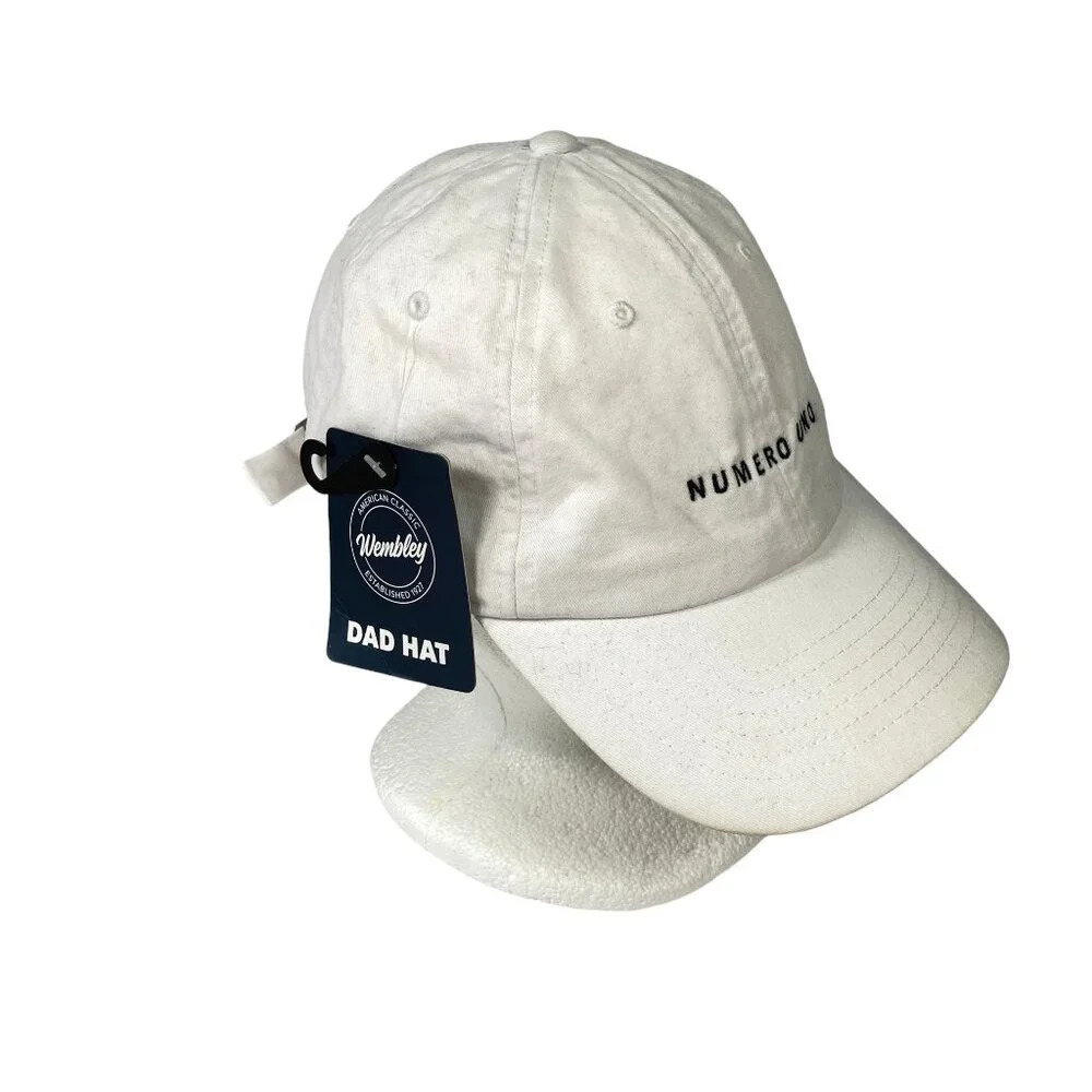 Wembley White Numero Uno (Number One) Dad Hat, Cotton, Adjustable, New‎ w Tags